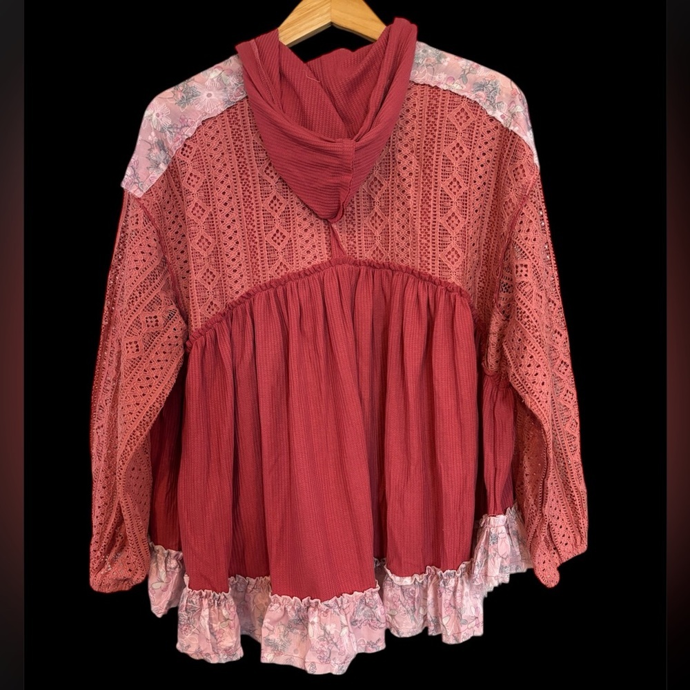 POL Cranberry Crochet Ruffle Jacket NIP - Picture 6 of 7